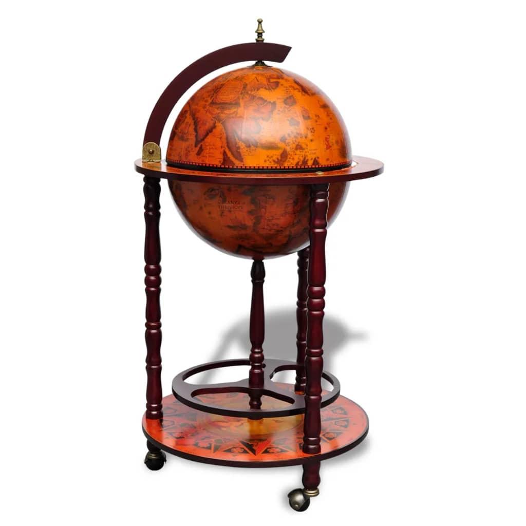 vidaXL Globe Bar Cart Globe Wine Bar Liquor Bar Cabinet Solid Eucalyptus Wood - PRHOMZ