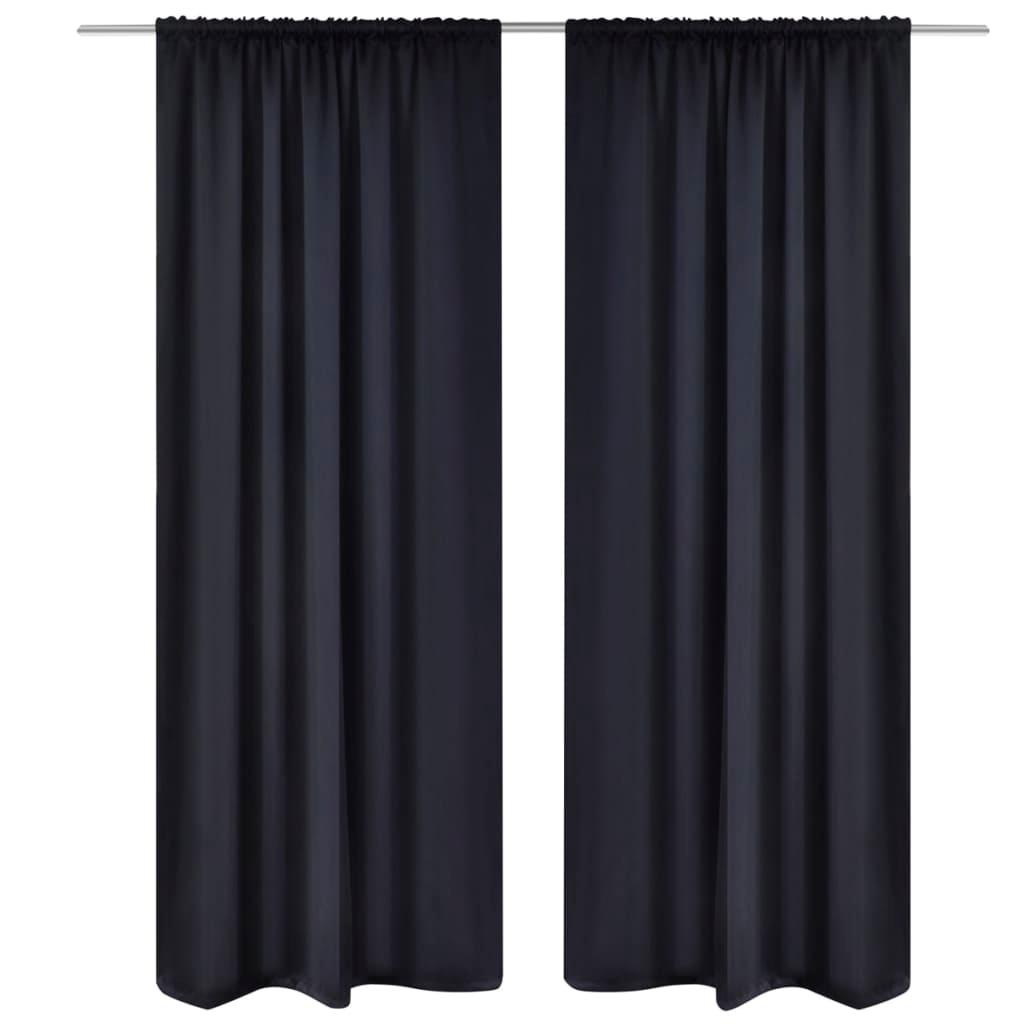 vidaXL Curtains 2 Pcs Slot-Headed Blackout Curtains for Bedroom Living Room - PRHOMZ