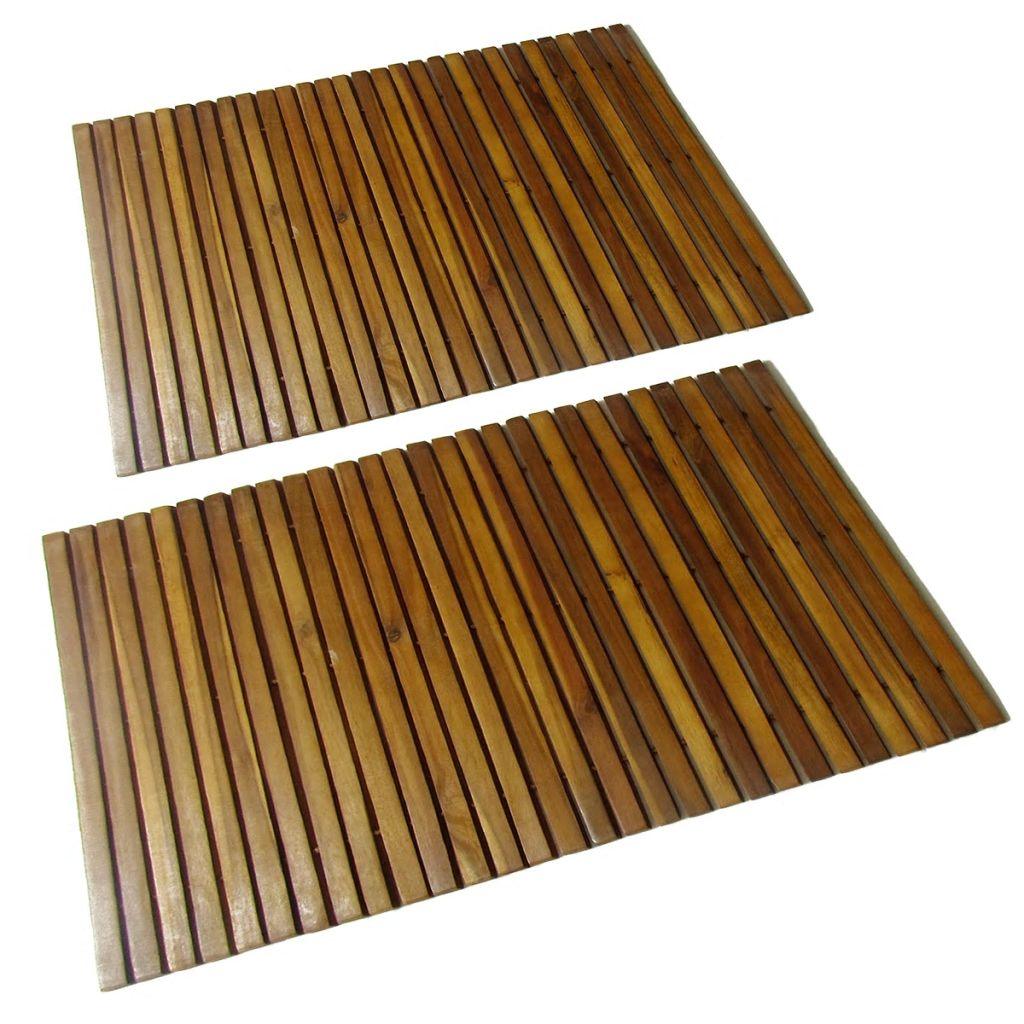 vidaXL Bathmat with Rubber Backing Bath Runner Bathroom Mat Acacia Hardwood - PRHOMZ