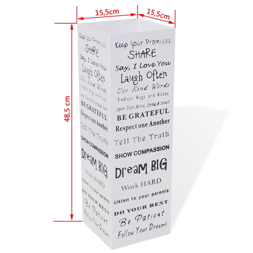 vidaXL White Square Umbrella Stand Storage Holder Walking Stick Steel 19.1" - PRHOMZ