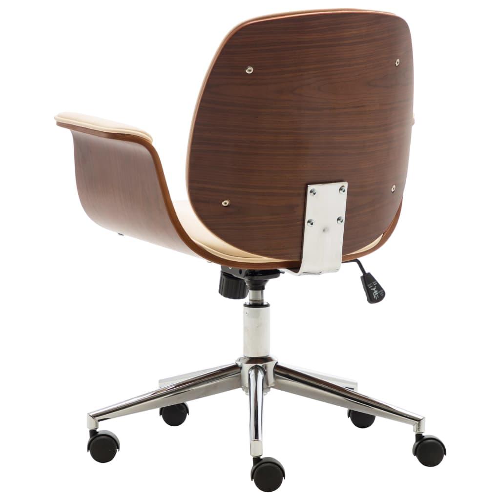 vidaXL Swivel Arm Chair Ergonomic Office Chair Bent Wood and Faux Leather - PRHOMZ