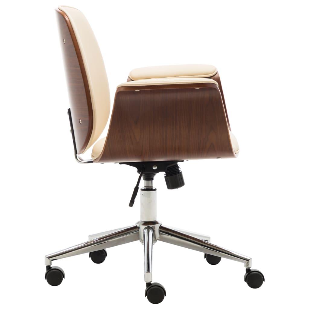 vidaXL Swivel Arm Chair Ergonomic Office Chair Bent Wood and Faux Leather - PRHOMZ