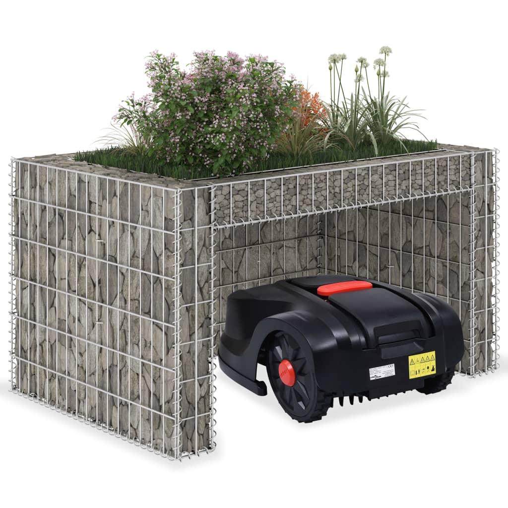 vidaXL Lawn Mower Garage with Raised Bed 43.3"x31.5"x23.6" Steel Wire - PRHOMZ