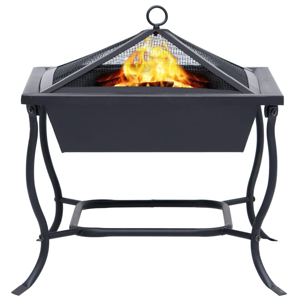 vidaXL Fire Pit Black 16.5"x16.5"x17.7" Steel - PRHOMZ