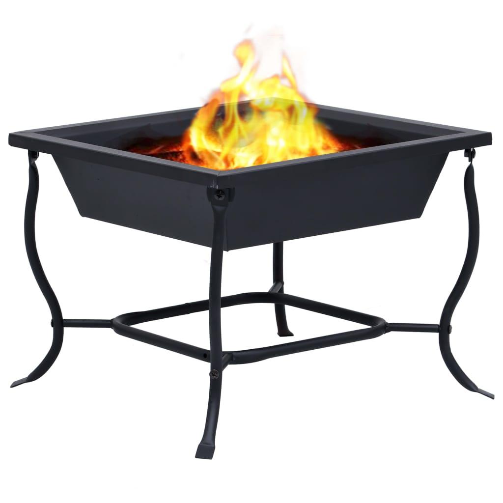 vidaXL Fire Pit Black 16.5"x16.5"x17.7" Steel - PRHOMZ