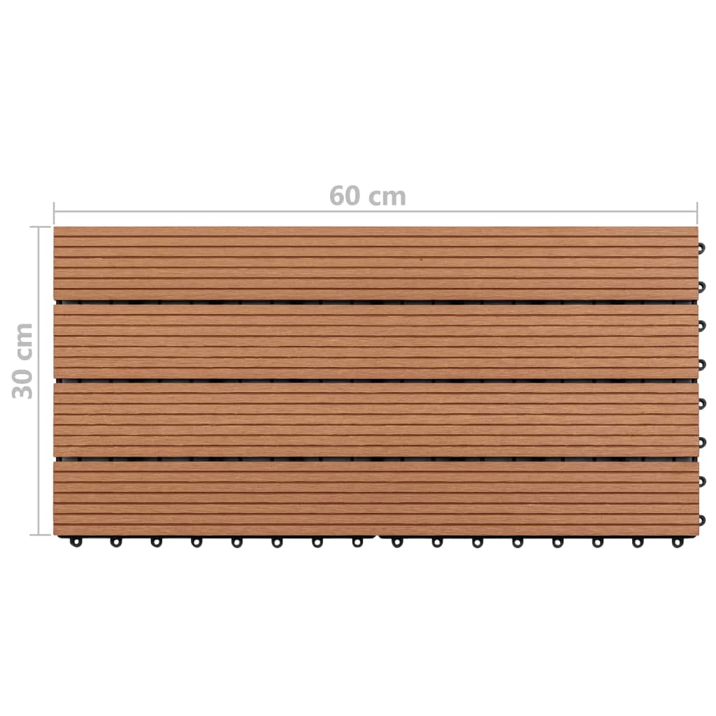 vidaXL Decking Tile Patio Floor Tile Interlocking Outdoor Flooring Tile 6 pcs-3