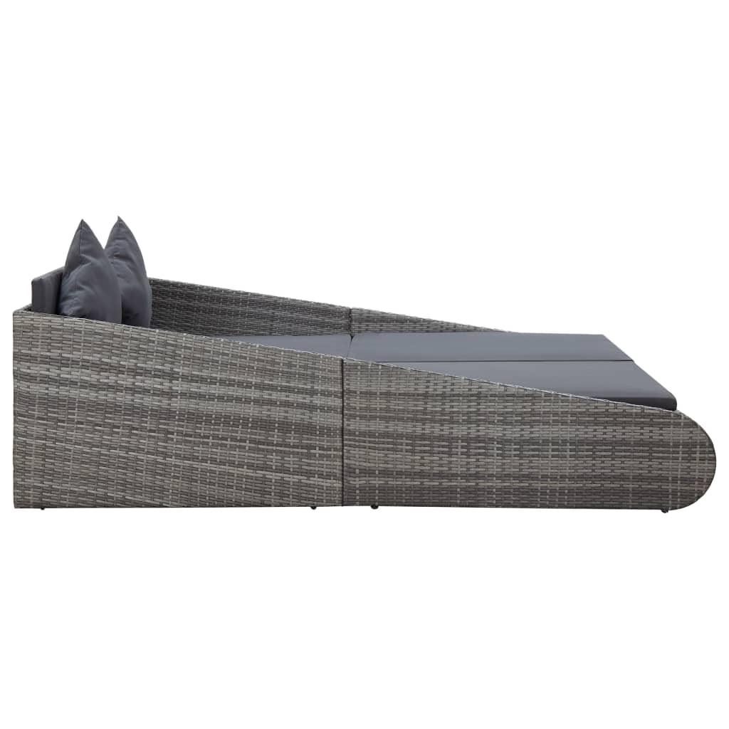 vidaXL Patio Bed Gray 43.3"x78.7" Poly Rattan - PRHOMZ