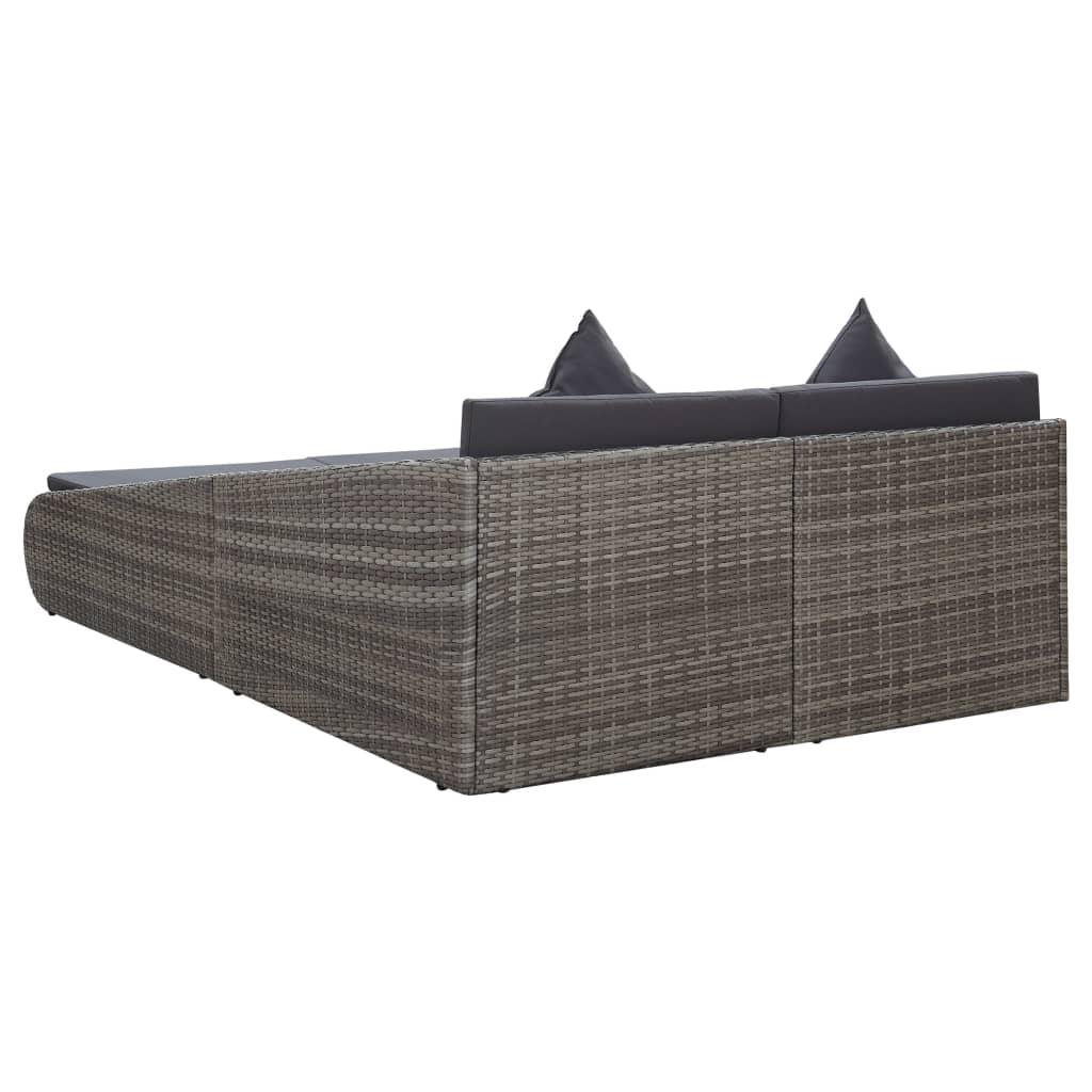 vidaXL Patio Bed Gray 43.3"x78.7" Poly Rattan - PRHOMZ