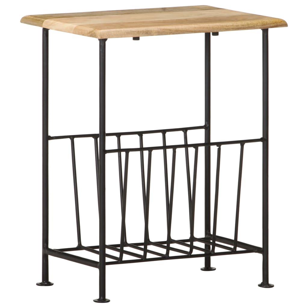 vidaXL Magazine Rack 15.7"x11.8"x19.7" Solid Mango Wood and Steel - PRHOMZ