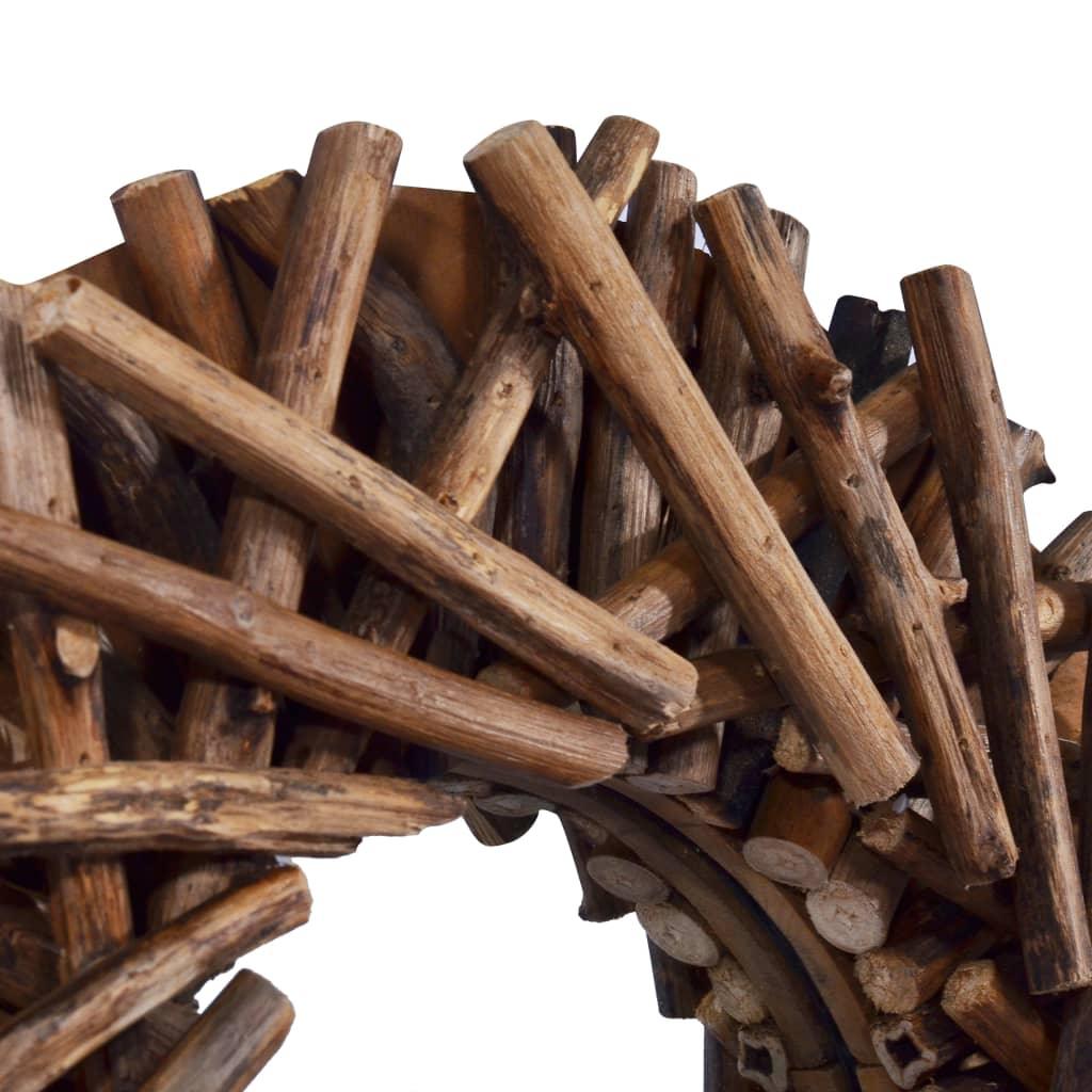 vidaXL Decorative Mirror Wall Mirror Bathroom Mirror Solid Teak Wood Round - PRHOMZ