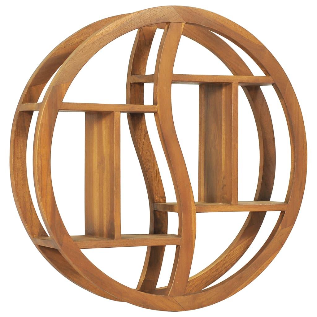 Yin Yang Wall Shelf – Solid Teak Wood Organizer for Living Room & Hallway - PRHOMZ