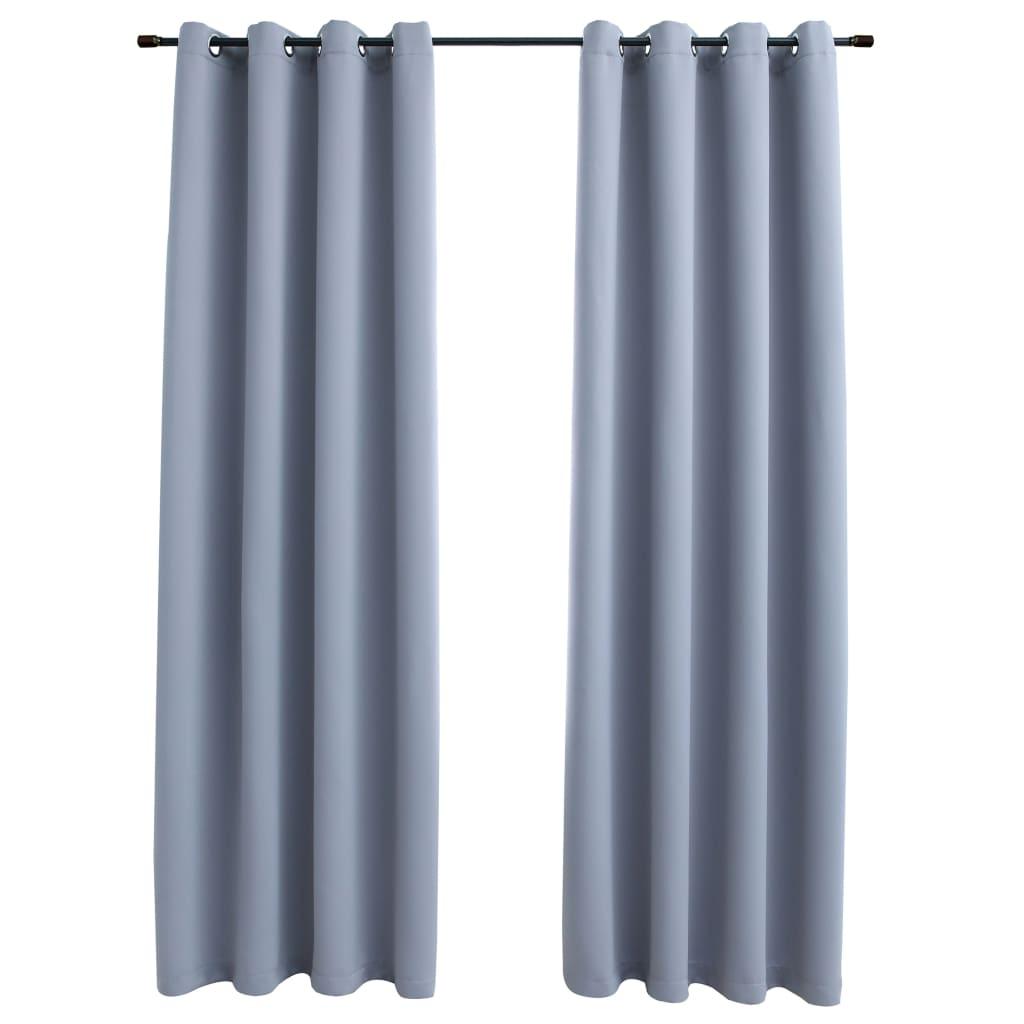 vidaXL 2-Piece Roller Blackout Curtains with Rings - PRHOMZ