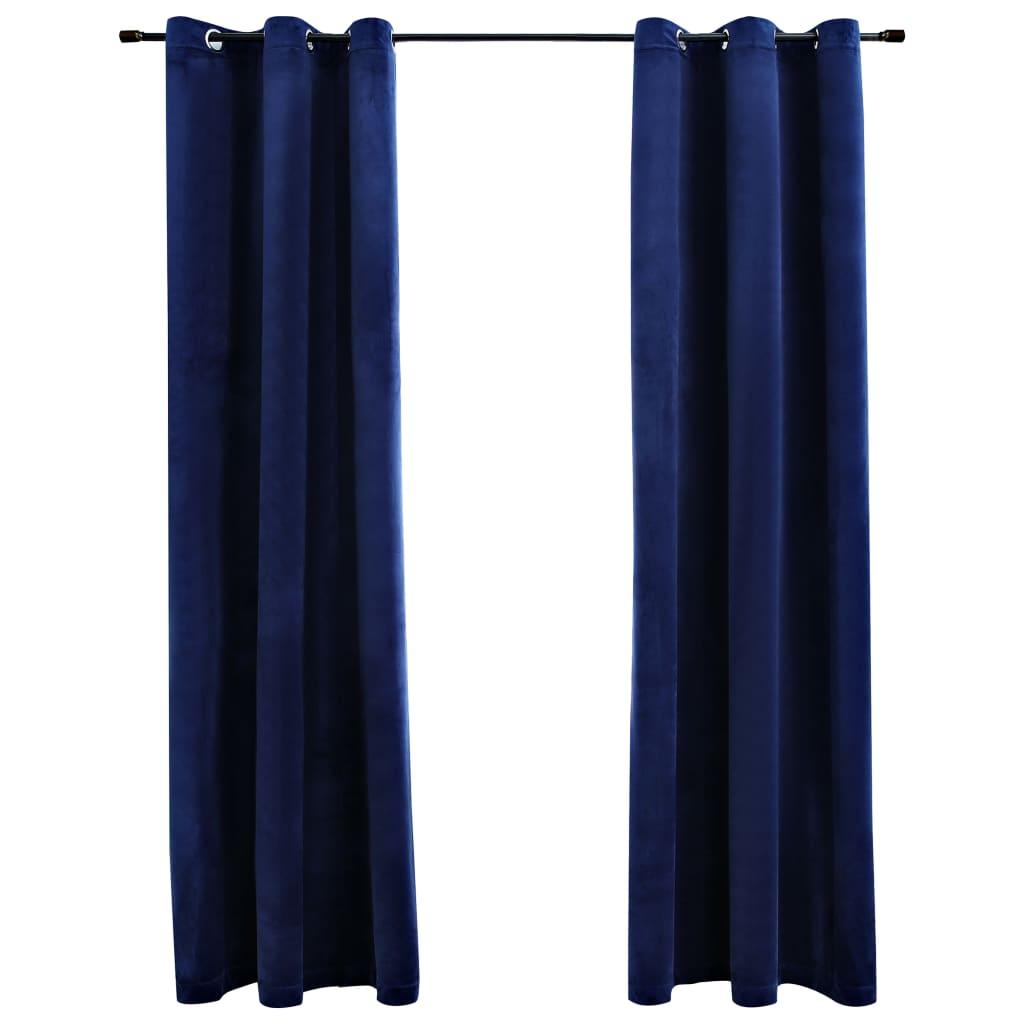 vidaXL Curtains 2 Pcs Roller Blackout Curtains Window Blinds with Rings Velvet - PRHOMZ