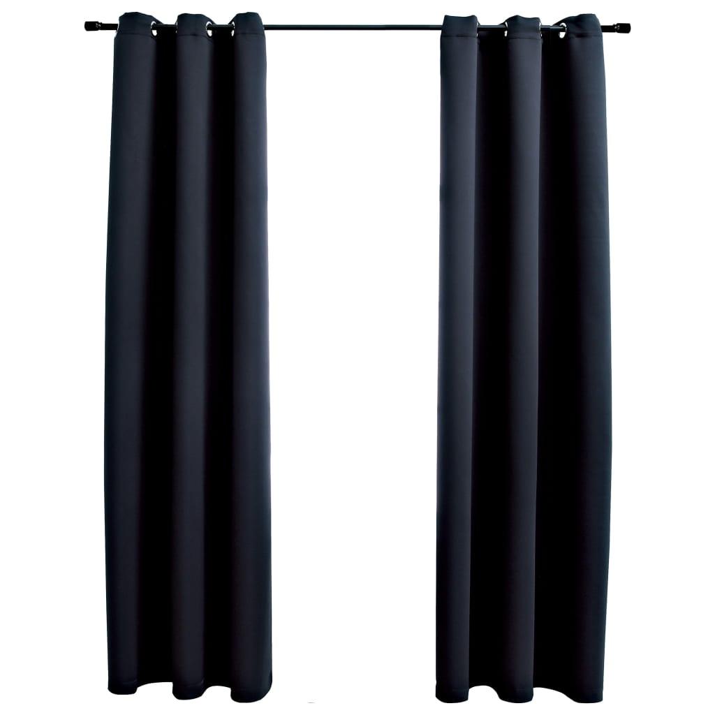 vidaXL 2-Piece Roller Blackout Curtains with Rings - PRHOMZ