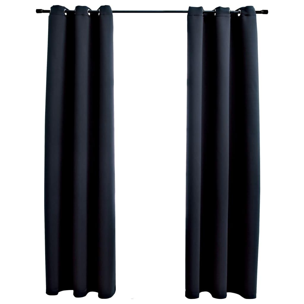 vidaXL 2-Piece Roller Blackout Curtains with Rings - PRHOMZ