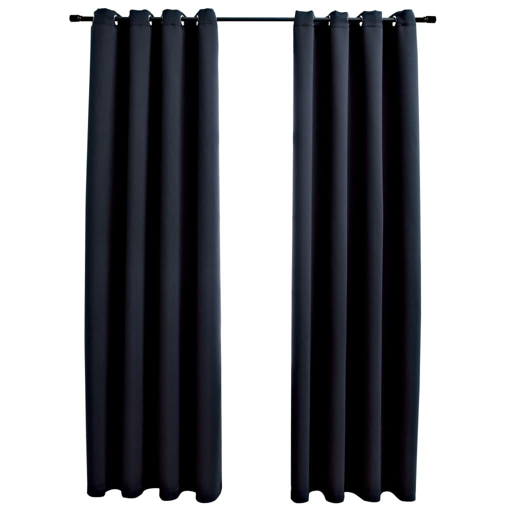 vidaXL 2-Piece Roller Blackout Curtains with Rings - PRHOMZ
