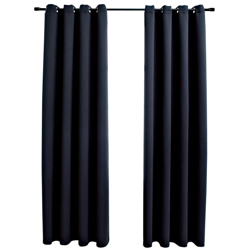 vidaXL 2-Piece Roller Blackout Curtains with Rings - PRHOMZ