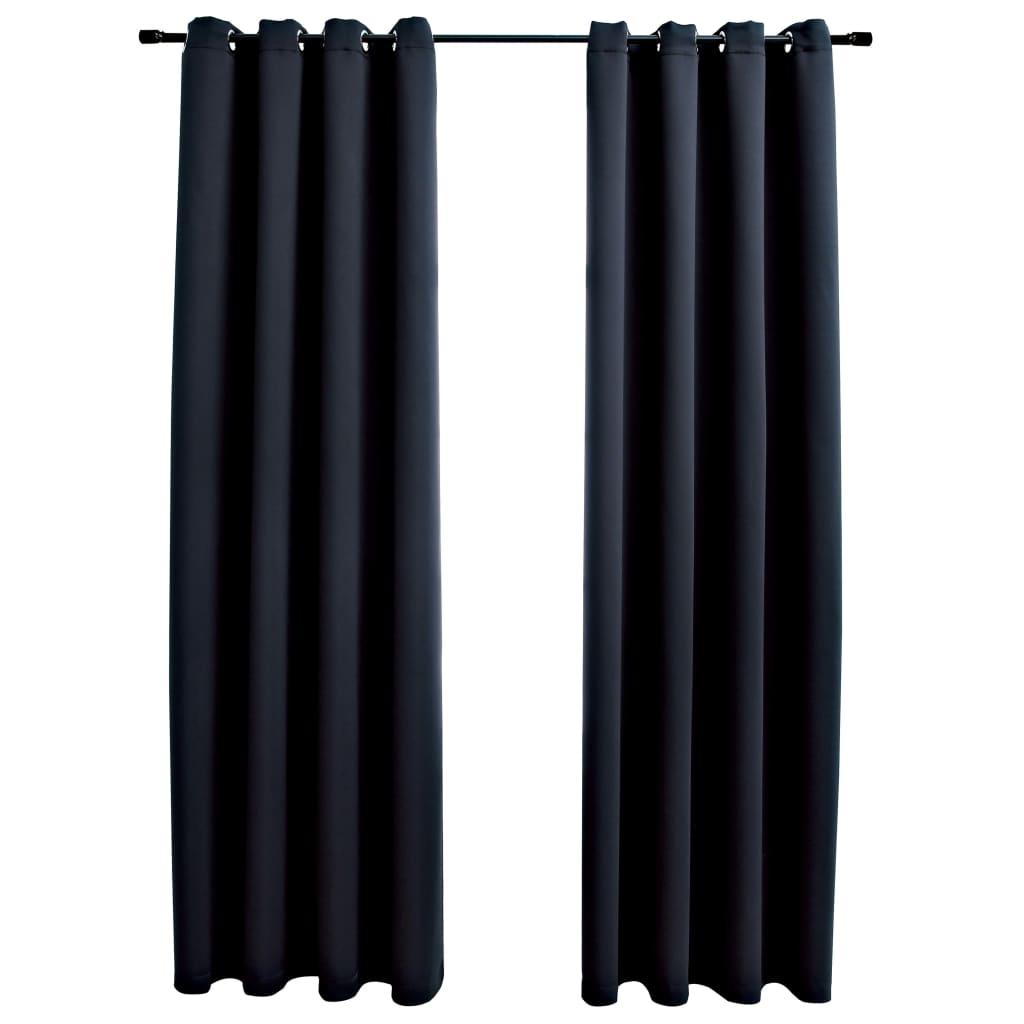 vidaXL 2-Piece Roller Blackout Curtains with Rings - PRHOMZ