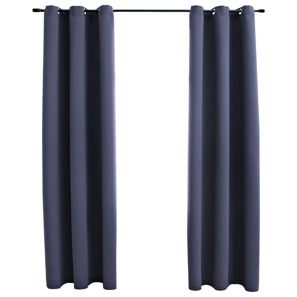 vidaXL 2-Piece Roller Blackout Curtains with Rings - PRHOMZ