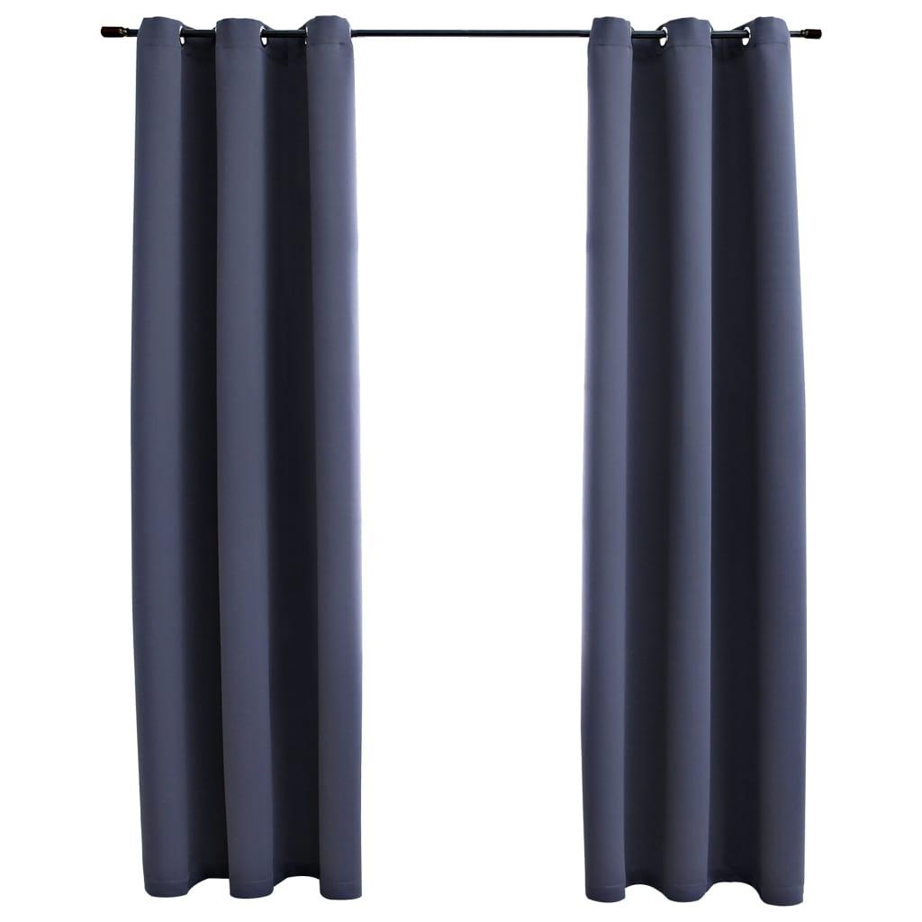 vidaXL 2-Piece Roller Blackout Curtains with Rings - PRHOMZ