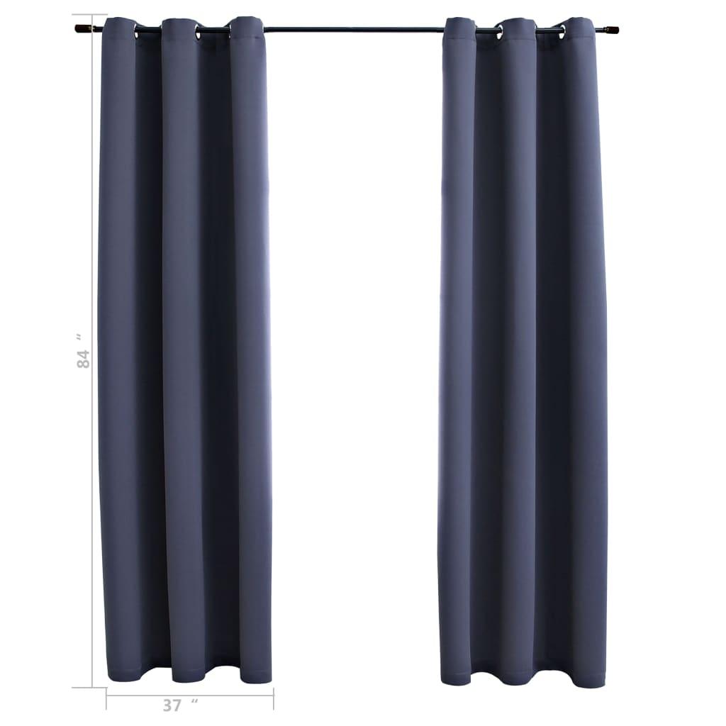 vidaXL 2-Piece Roller Blackout Curtains with Rings - PRHOMZ