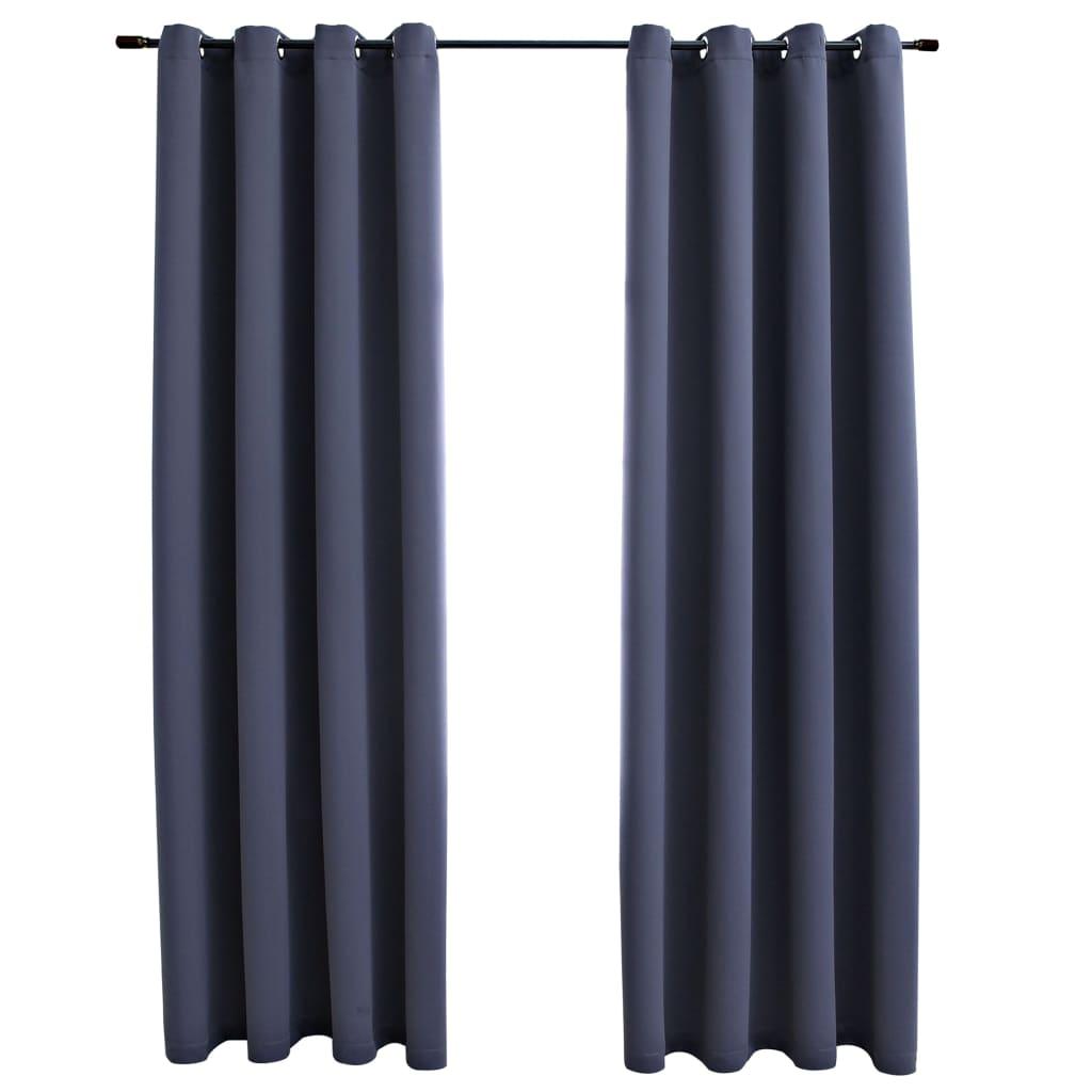 vidaXL 2-Piece Roller Blackout Curtains with Rings - PRHOMZ