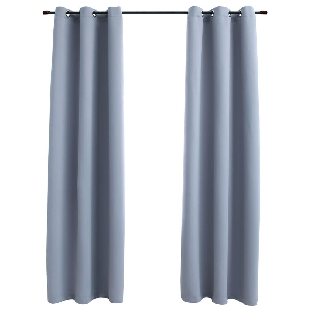 vidaXL 2-Piece Roller Blackout Curtains with Rings - PRHOMZ
