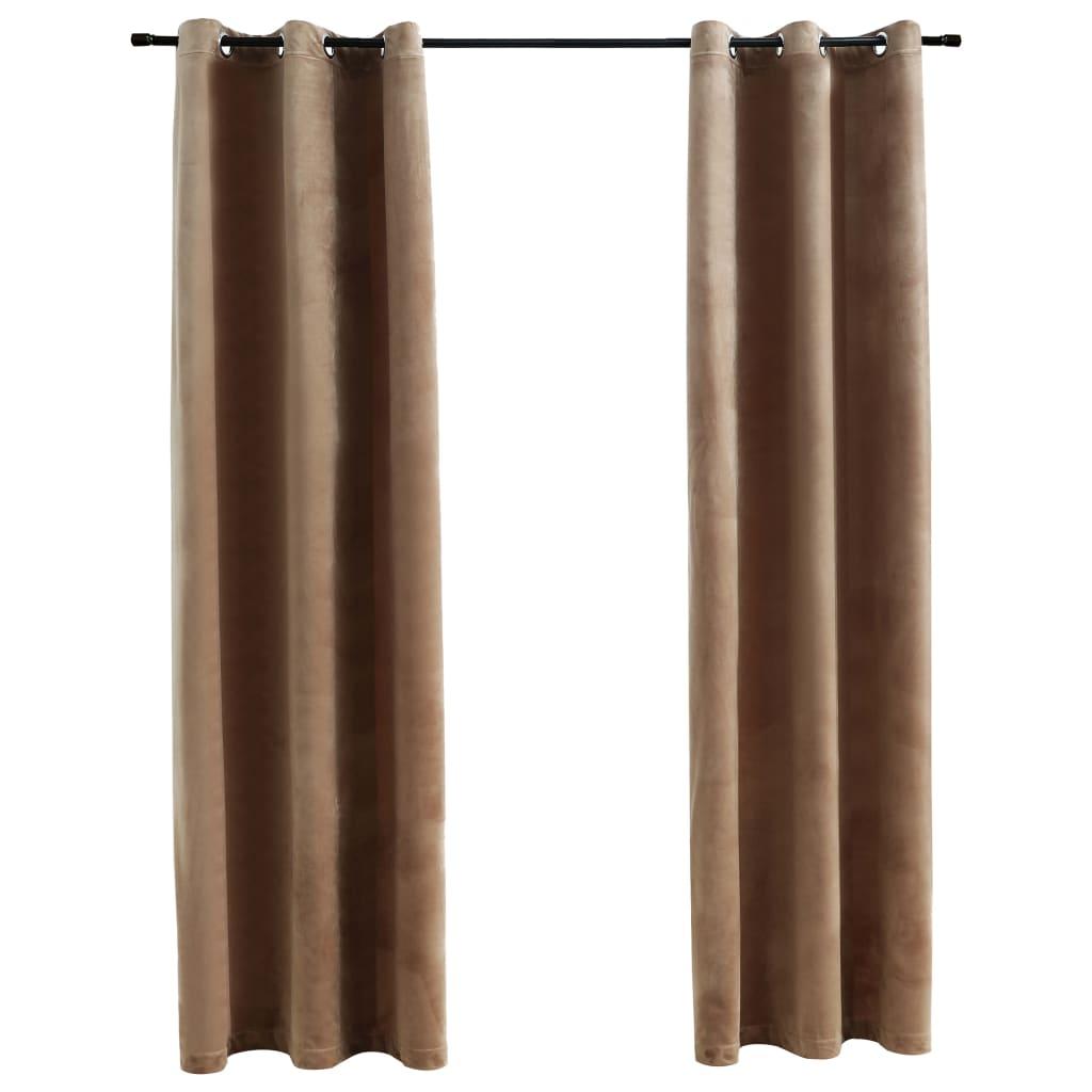 vidaXL Curtains 2 Pcs Roller Blackout Curtains Window Blinds with Rings Velvet - PRHOMZ