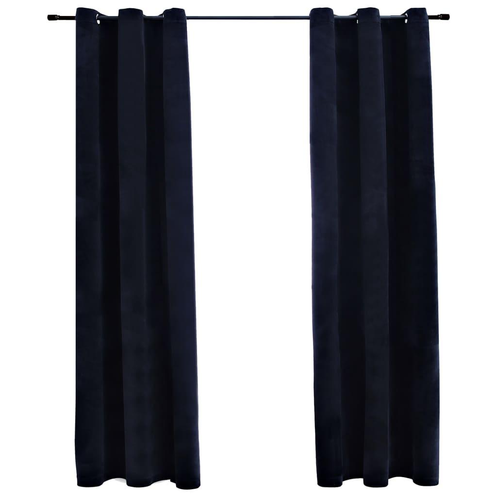 vidaXL Curtains 2 Pcs Roller Blackout Curtains Window Blinds with Rings Velvet - PRHOMZ