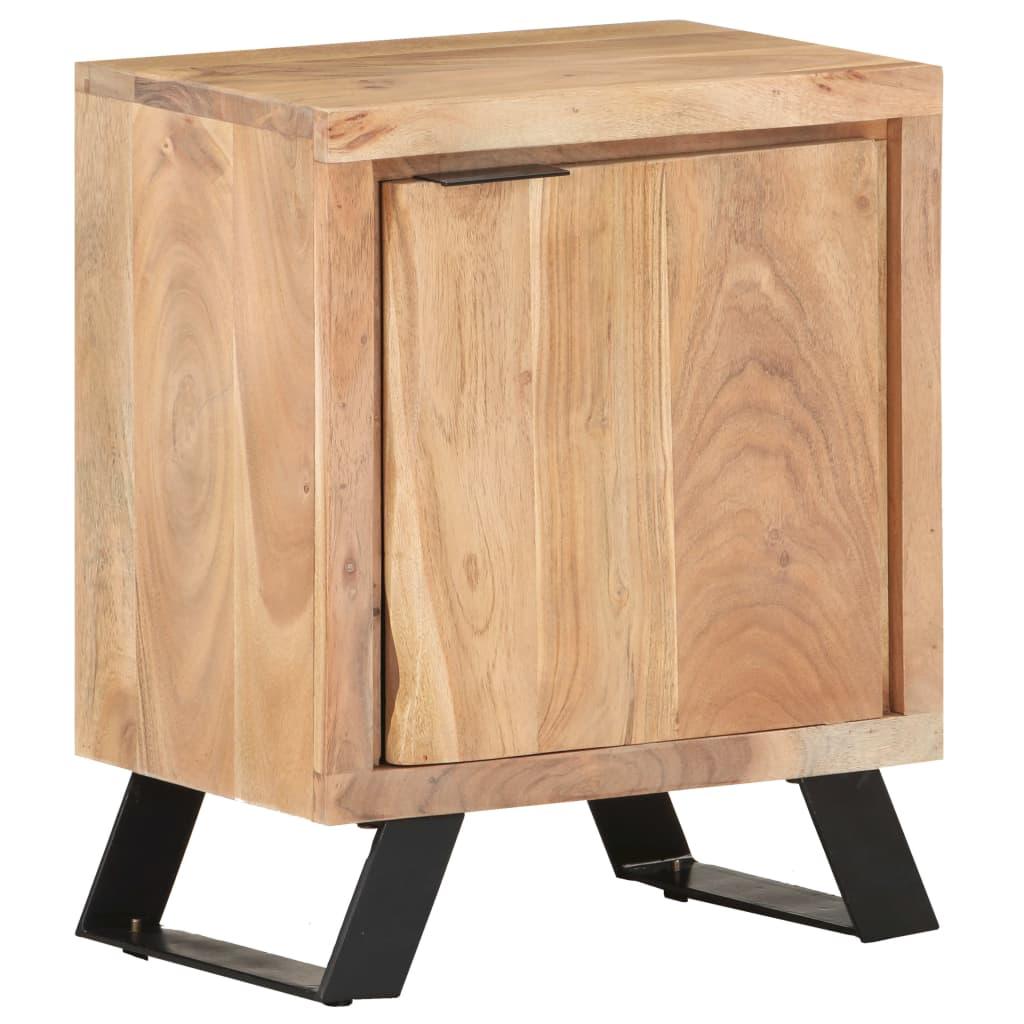 vidaXL Bedside Cabinet 15.7"x11.8"x19.7" Solid Acacia Wood with Live Edges - PRHOMZ