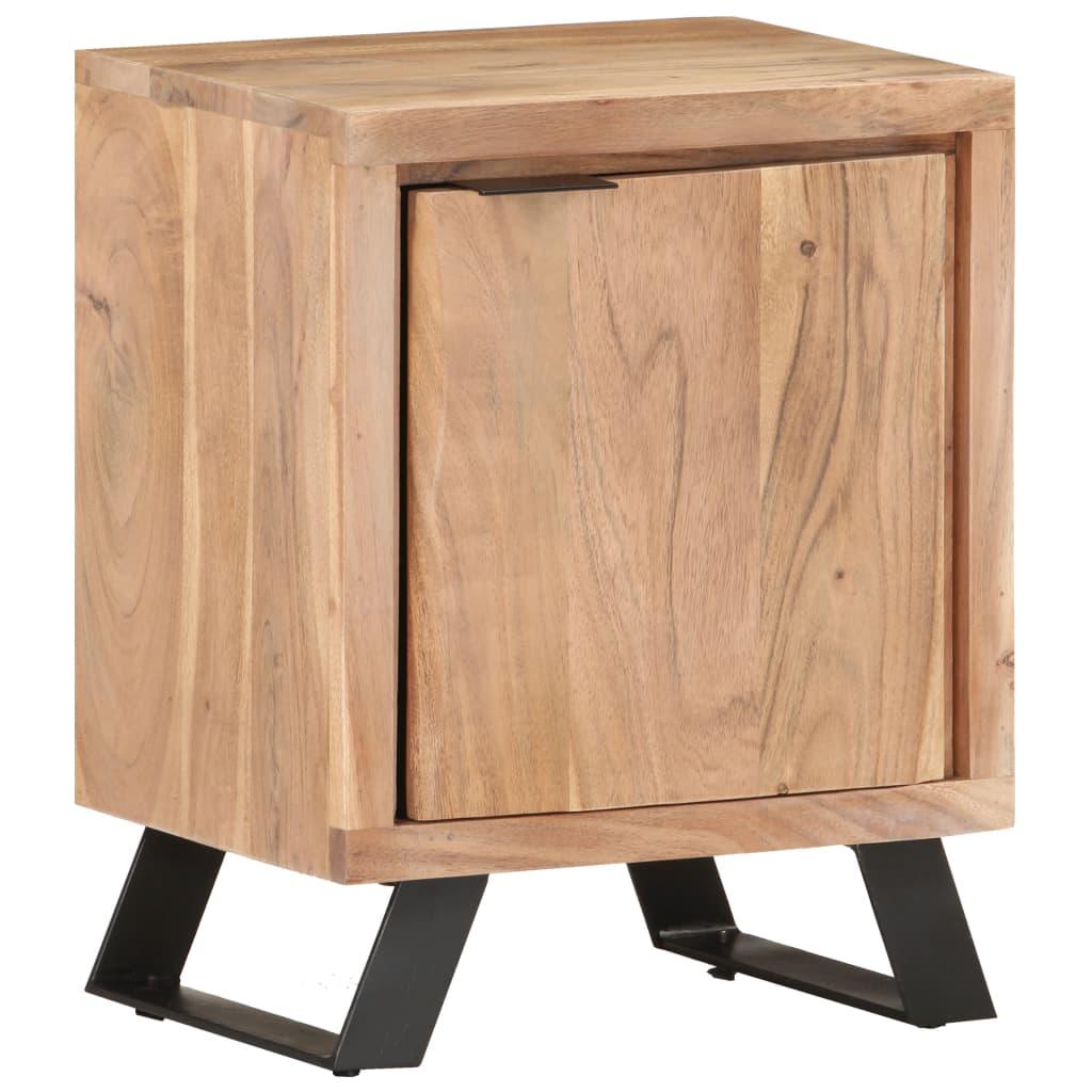 vidaXL Bedside Cabinet 15.7"x11.8"x19.7" Solid Acacia Wood with Live Edges - PRHOMZ
