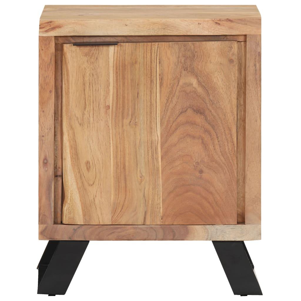 vidaXL Bedside Cabinet 15.7"x11.8"x19.7" Solid Acacia Wood with Live Edges - PRHOMZ