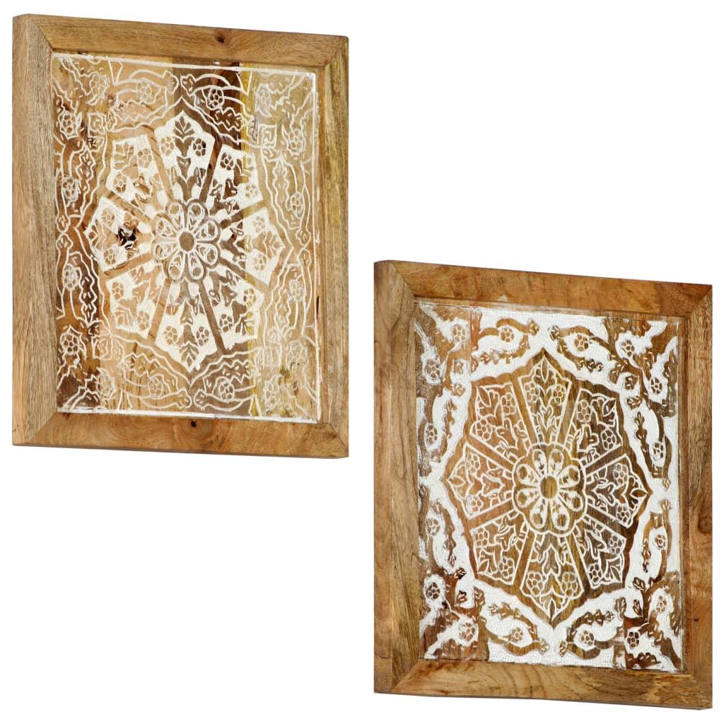 vidaXL Wood Wall Panel Hand-Carved Decoration Wall Panels Solid Mango Wood - PRHOMZ