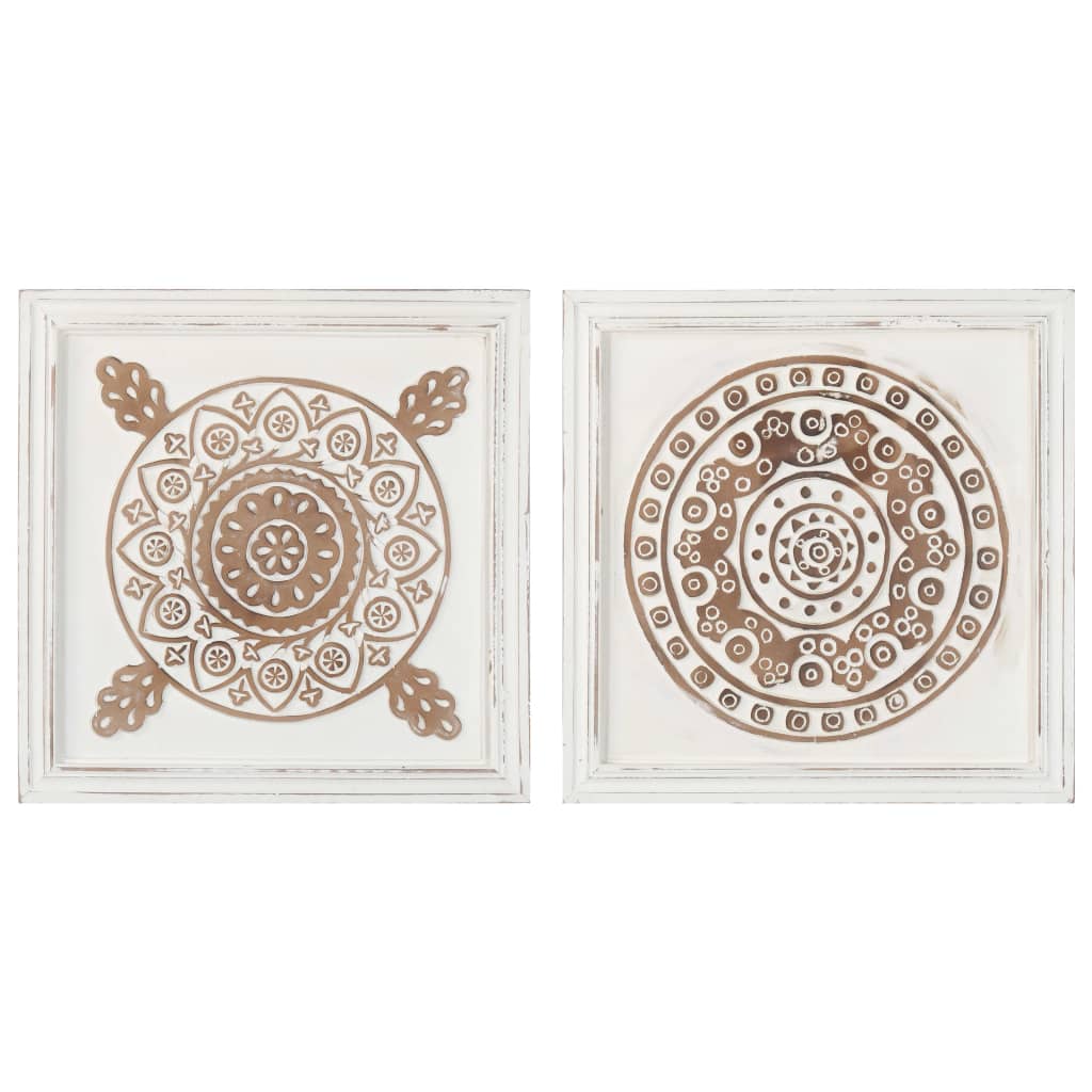 vidaXL Hand-Carved Wall Panels 2 pcs MDF 15.7"x15.7"x0.6"-4
