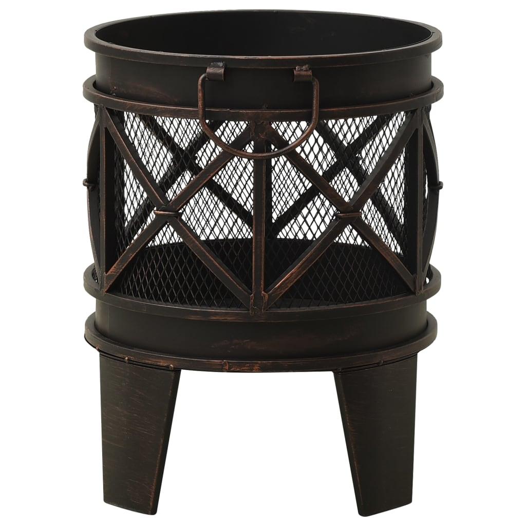 vidaXL Rustic Fire Pit with Poker Φ16.5"21.3" Steell - PRHOMZ