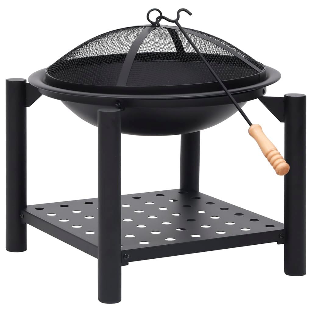 vidaXL Fire Pit with Poker 21.3"x21.3"x21.7" Steel - PRHOMZ