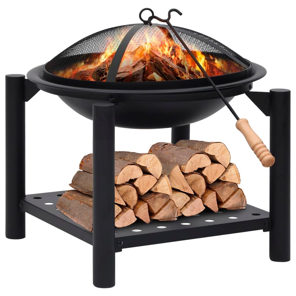 vidaXL Fire Pit with Poker 21.3"x21.3"x21.7" Steel - PRHOMZ