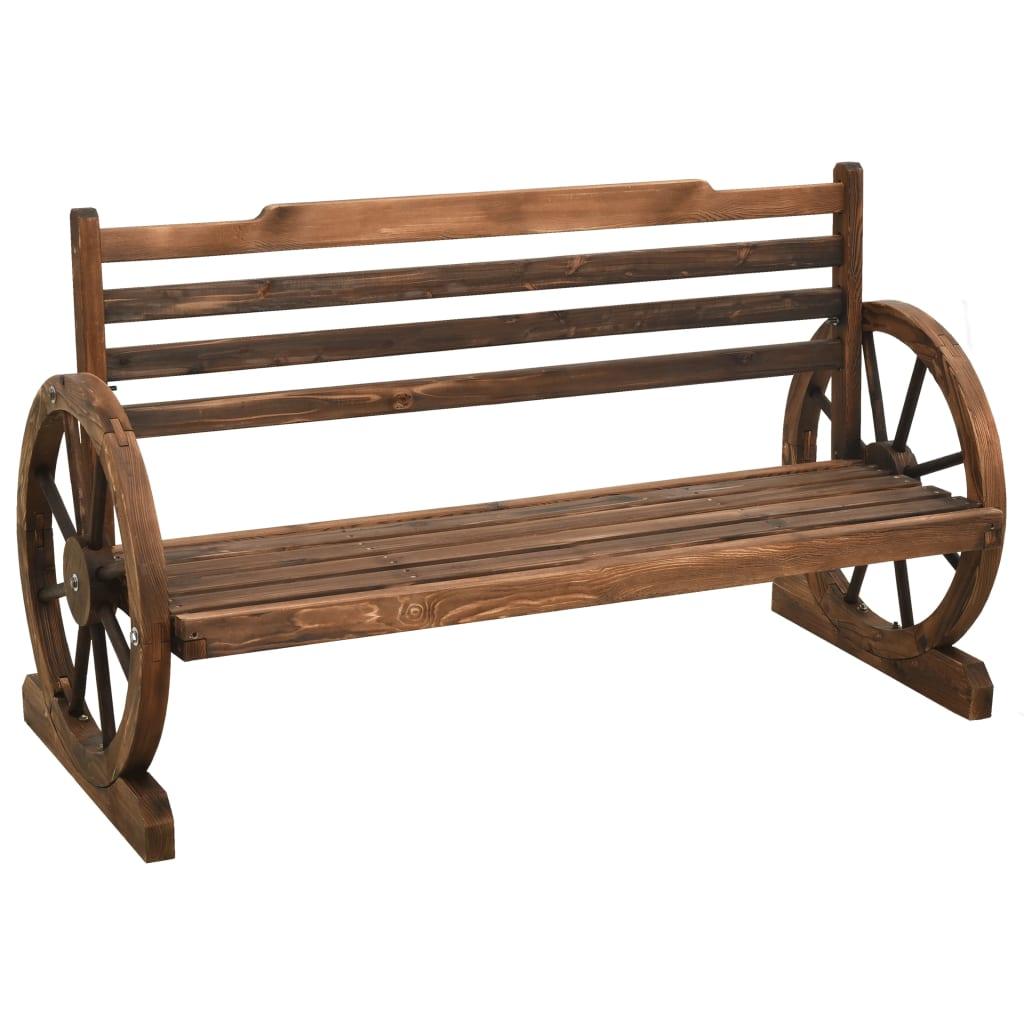 vidaXL Wheel Bench Garden Wooden Wheel Bench with Backrest Solid Wood Fir - PRHOMZ