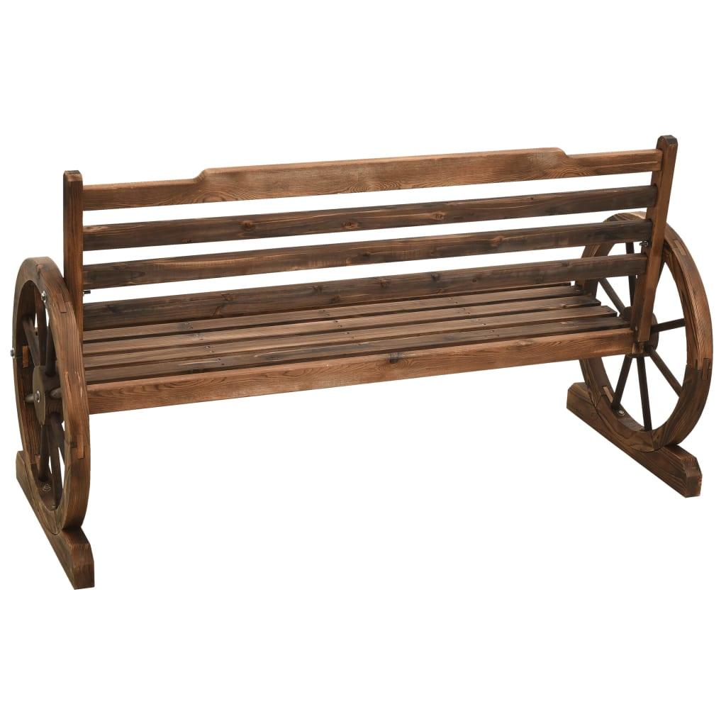 vidaXL Wheel Bench Garden Wooden Wheel Bench with Backrest Solid Wood Fir - PRHOMZ