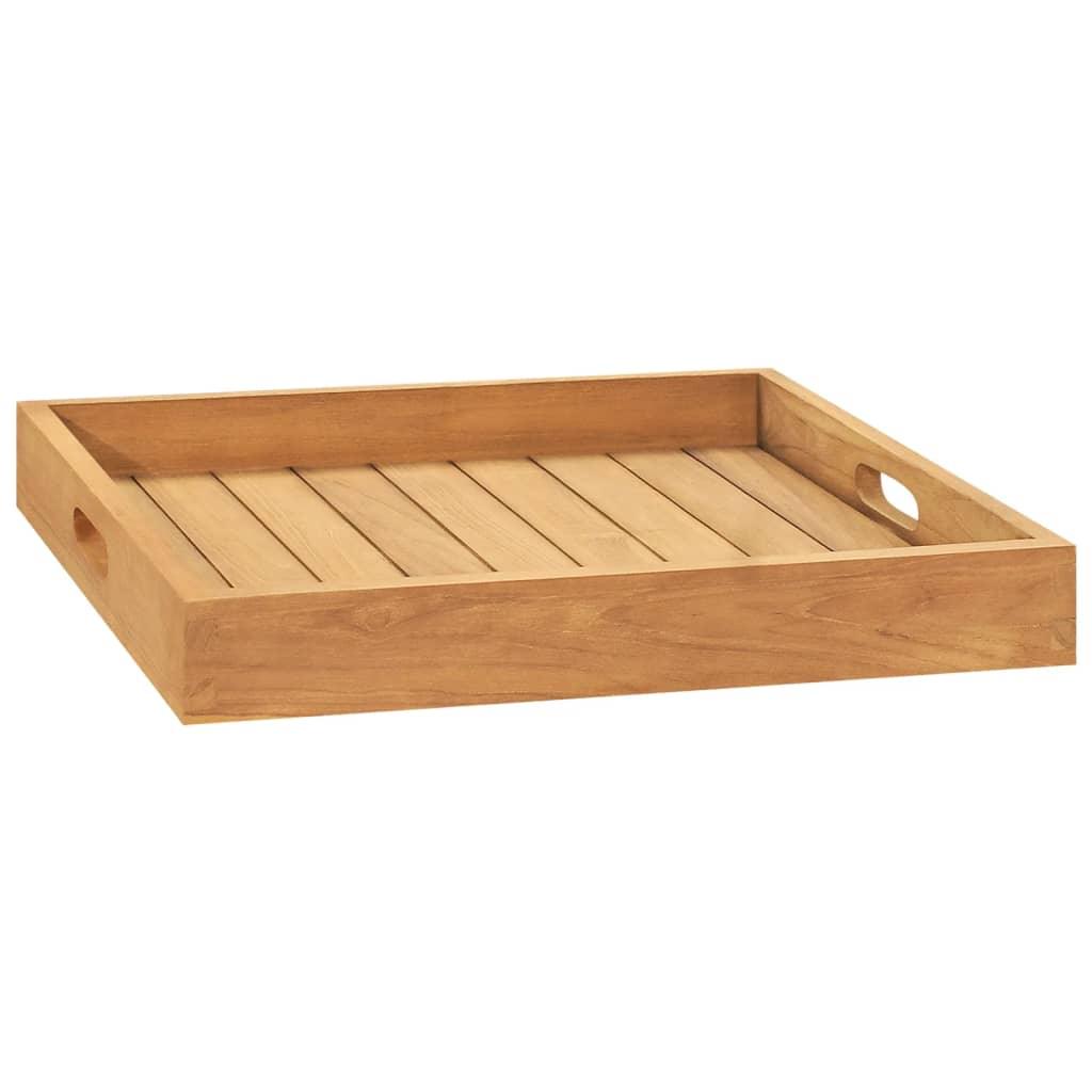 vidaXL Serving Tray Wooden Serving Plate with Raised Edges Solid Wood Teak - PRHOMZ