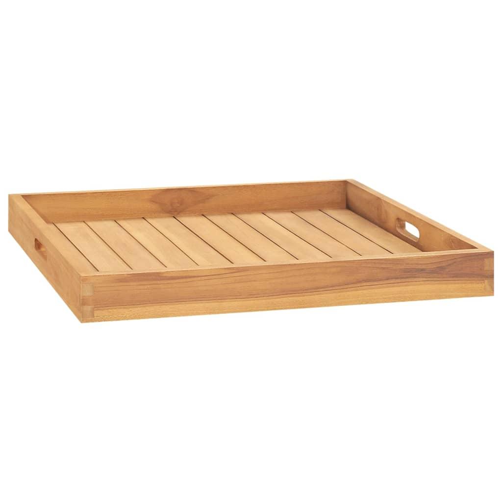 vidaXL Serving Tray Wooden Serving Plate with Raised Edges Solid Wood Teak - PRHOMZ