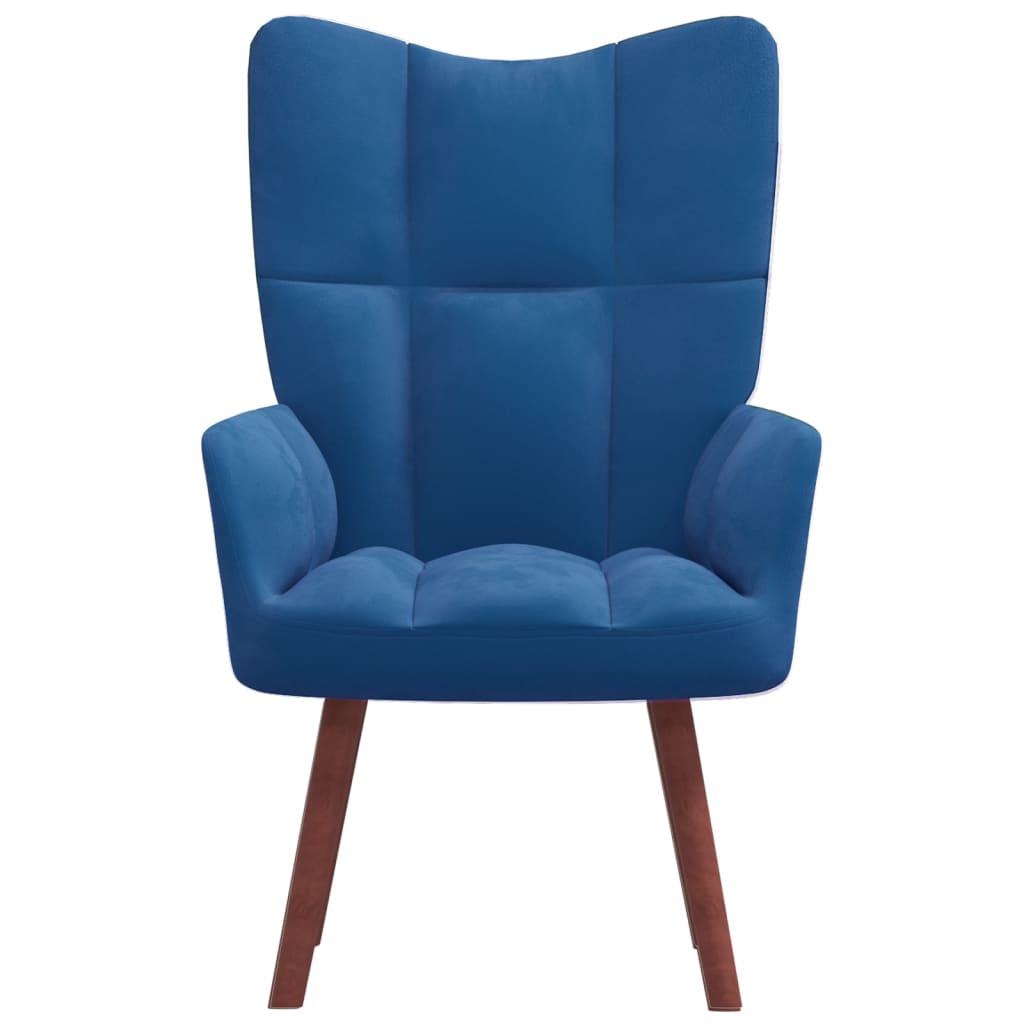 vidaXL Relaxing Chair Blue Velvet - PRHOMZ