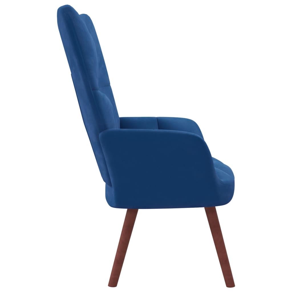 vidaXL Relaxing Chair Blue Velvet - PRHOMZ