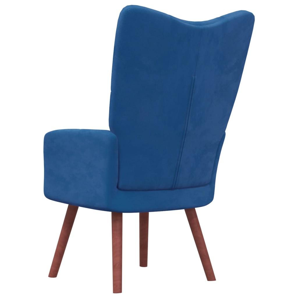 vidaXL Relaxing Chair Blue Velvet - PRHOMZ