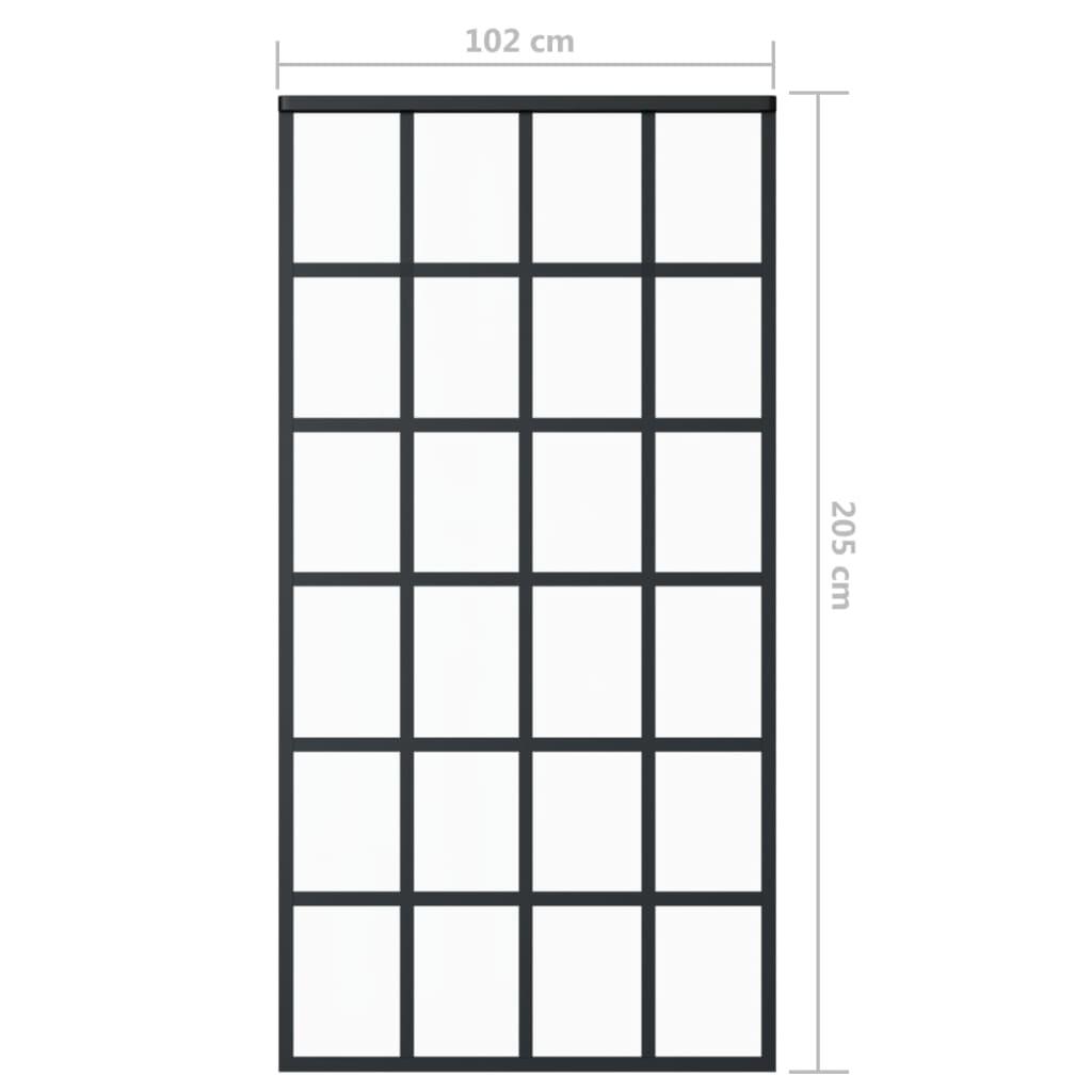 vidaXL Sliding Door ESG Glass and Aluminum 40.2"x80.7" Black - PRHOMZ