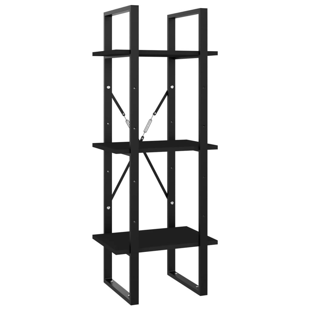 vidaXL 3-Tier Book Cabinet – Black Engineered Wood, 15.7"x11.8"x41.3" - PRHOMZ