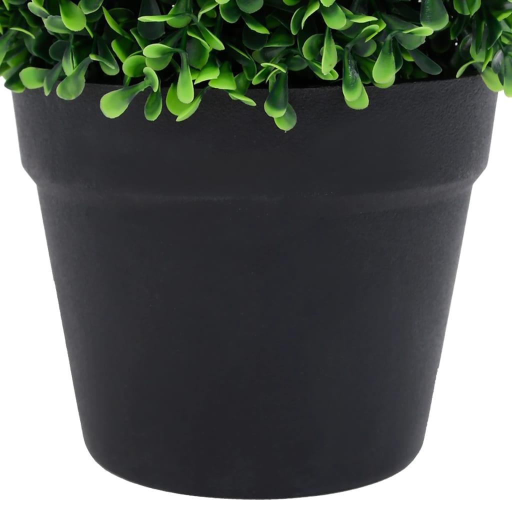 vidaXL Artificial Plant 2 Pcs Fake Plant Ball Shaped Fake Boxwood with Pots - PRHOMZ