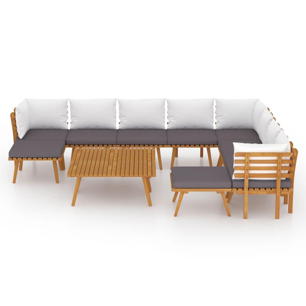 vidaXL 12 Piece Patio Lounge Set with Cushions Solid Acacia Wood - PRHOMZ