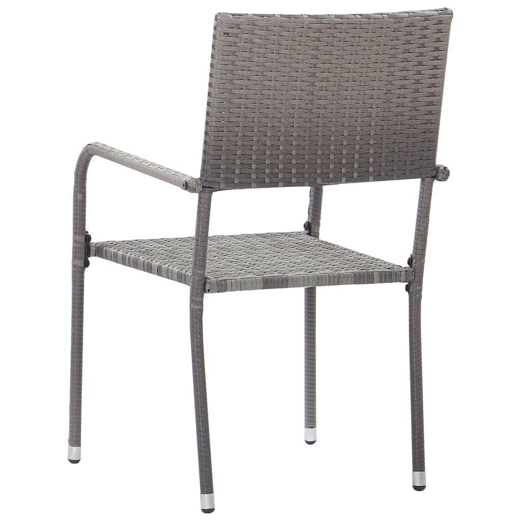 vidaXL Patio Dining Chairs 4 pcs Stackable Gray Poly Rattan - PRHOMZ