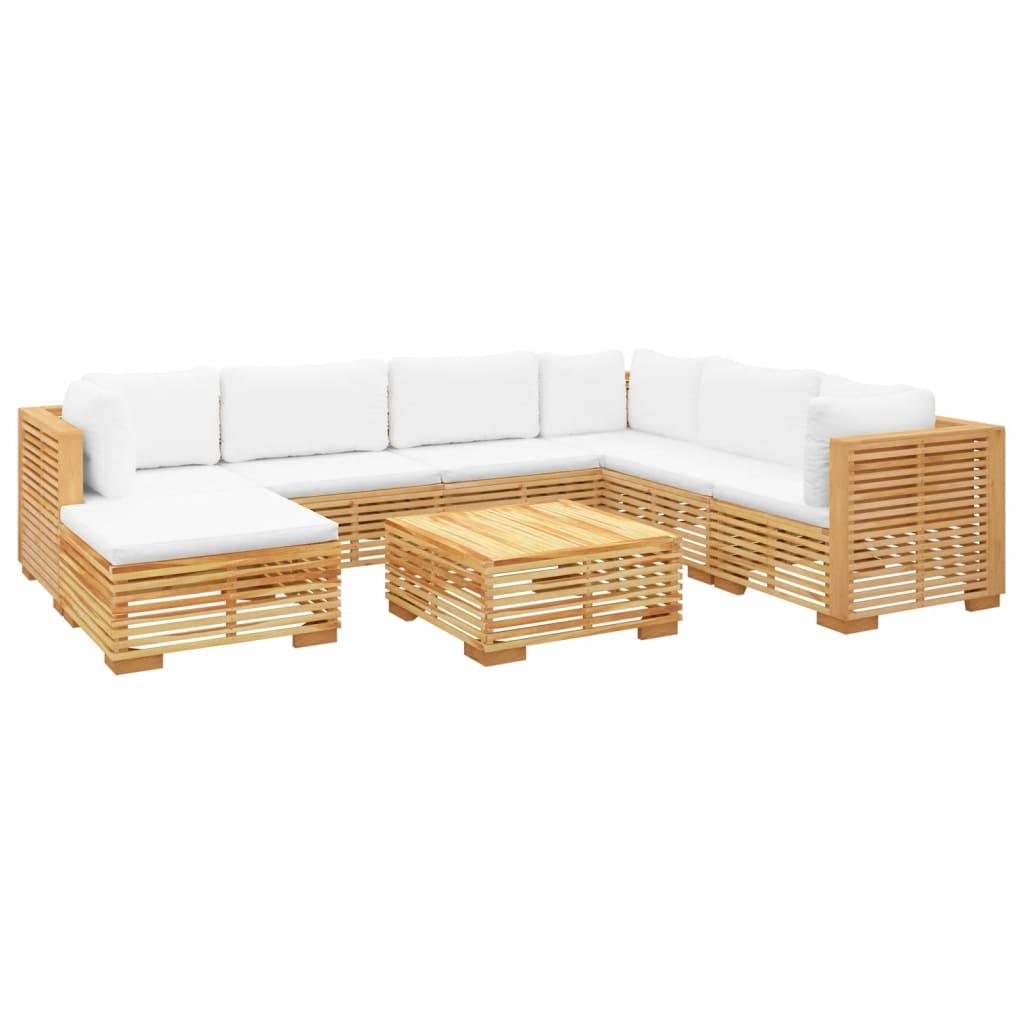 8 Piece Patio Lounge Set with Cushions Solid Wood Teak - PRHOMZ